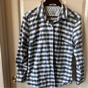 Tommy Bahama Gingham Blue and White Button Down Shirt, 100% Cotton, Size M